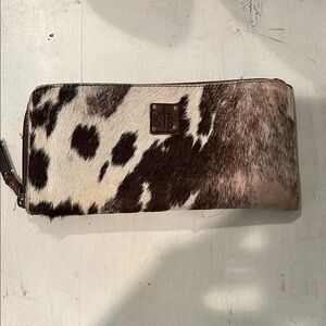 STS Ranchwear Brown and White Cowhide Clutch